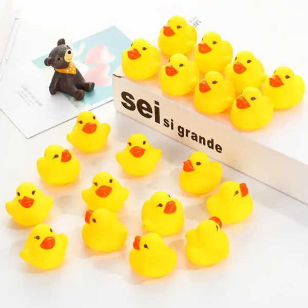 100pcs/lot Squeaky Rubber Duck Duckie Bath Toys Baby Shower Water Toys for baby Children Birthday Favors Gift free shipping - Image 2