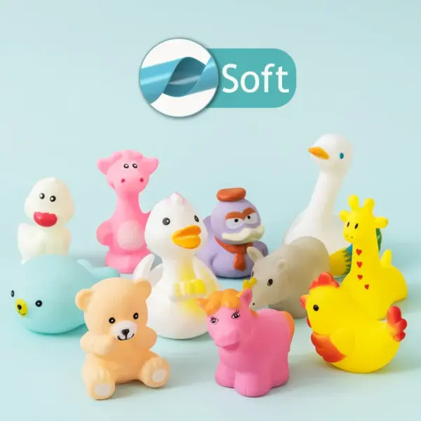 10pcs Baby Bath Toys Cute Animals Swimming Water Game Soft Rubber Float Squeeze Sound Water Shower Toys For Kids - Image 4
