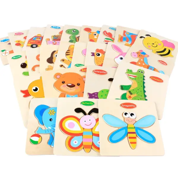 Baby Wood Jigsaw Puzzle Board Game Cartoon Animal 3d Puzzle Montessori Educational Learning Wooden Toys for Children - Image 4