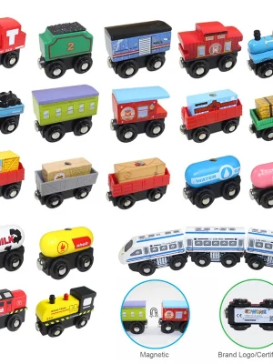 Magnetic Train Toys Wooden Railway Track Accessories