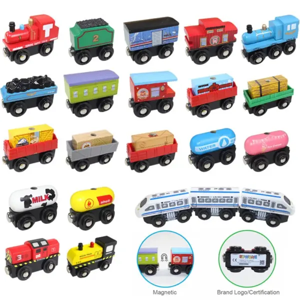 1PCS Magnetic Train Toys Wooden Railway Track Accessories Can Be Connected Variety Wooden Train Toys For Children Gifts