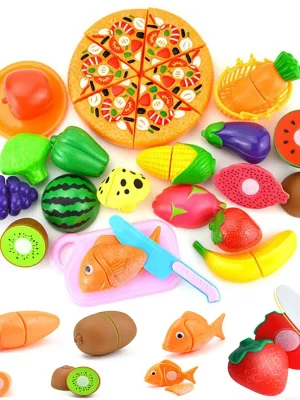 1Set Pretend Play Plastic Food Toy Cutting Fruit Vegetable Simulation Miniature Food
