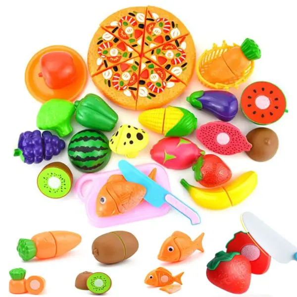 1Set Pretend Play Plastic Food Toy Cutting Fruit Vegetable Simulation Miniature Food for Dolls Role Play Toys for Girls