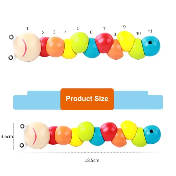 1pcs Wooden Worm Puzzle Kids Montessori Learning Toys Baby Development Fingers Game Educational Toys For Children Gifts - Image 2