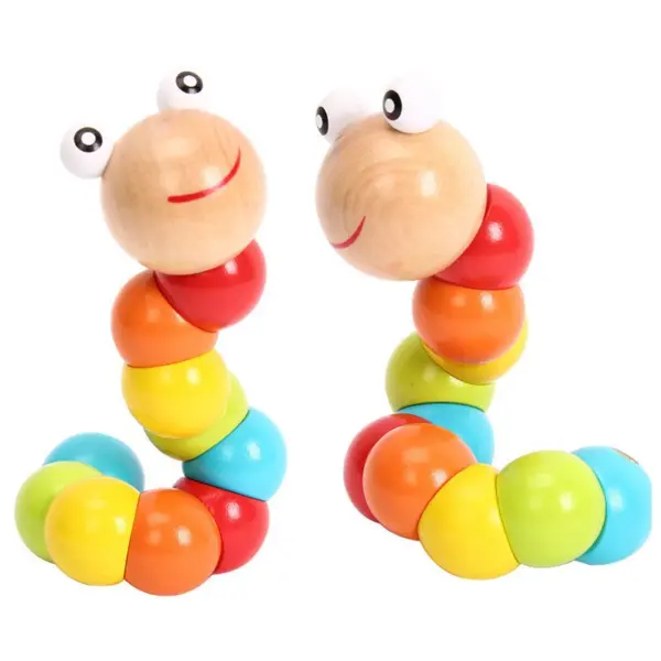 1pcs Wooden Worm Puzzle Kids Montessori Learning Toys Baby Development Fingers Game Educational Toys For Children Gifts - Image 3