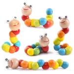 1pcs Wooden Worm Puzzle Kids Montessori Learning Toys