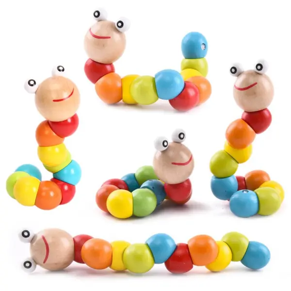 1pcs Wooden Worm Puzzle Kids Montessori Learning Toys Baby Development Fingers Game Educational Toys For Children Gifts - Image 6