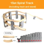 26PCS Wood Railway Tracks Accessories Plastic Spiral Train Tracks with Bridge Piers