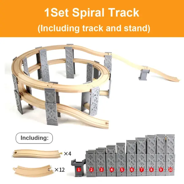 26PCS Wood Railway Tracks Accessories Plastic Spiral Wooden Train Tracks with Bridge Piers Educational Toys for Children - Image 3