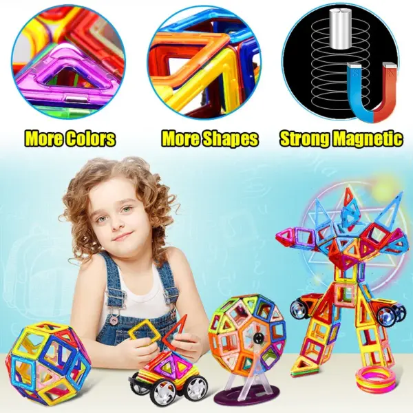 30-168pcs Big Size Magnetic Constructor Magnet Designer Building Blocks 3D Assemble Bricks Magnet Toys for Children Gifts - Image 6