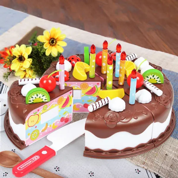 37pcs Kitchen Toys Cake Food Kids Pretend Play Cutting Fuit Birthday Cake Food Toys For Dolls Girls Role Play Game - Image 3