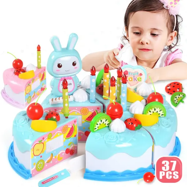 37pcs Kitchen Toys Cake Food Kids Pretend Play Cutting Fuit Birthday Cake Food Toys For Dolls Girls Role Play Game - Image 5