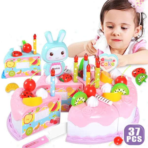 37pcs Kitchen Toys Cake Food Kids Pretend Play Cutting Fuit Birthday Cake Food Toys For Dolls Girls Role Play Game - Image 6