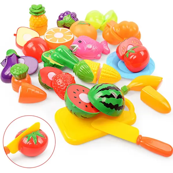 37pcs/lot Children Pretend Role Play House Toy Cutting Fruit Plastic Vegetables Food Kitchen Baby Classic Kids Educational Toys - Image 3