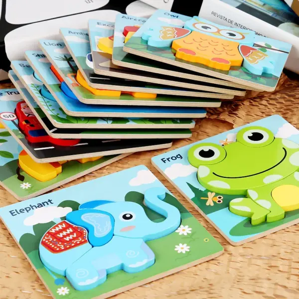 3D Puzzle Wooden Animal Jigsaw Puzzles Thick High Quality Baby Jigsaw Game Puzzle Toys Preschool Educational Toys for Kids Gift