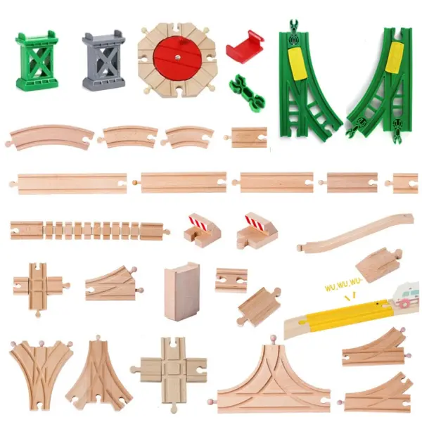All Kinds Wooden Railway Train Track Accessories Beech Wooden Tracks Fit For Biro All Brands Wood Tracks Train Toys For Kids
