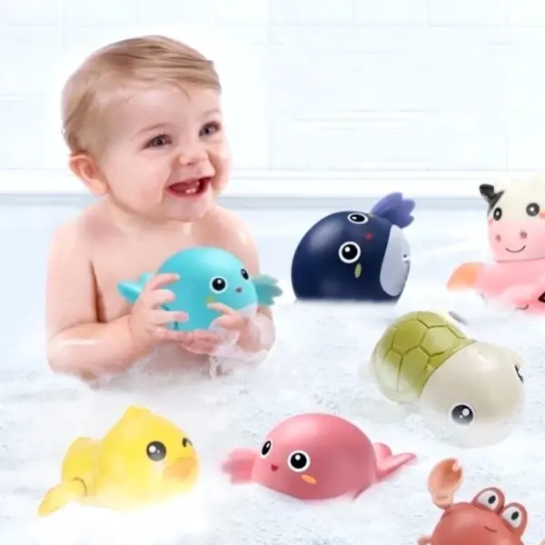 Baby Bath Toys Swimming Bathing Ducks Water Game Cartoon Animal Whale Turtle Classic Clockwork Toys For Toddler 12 24months - Image 2