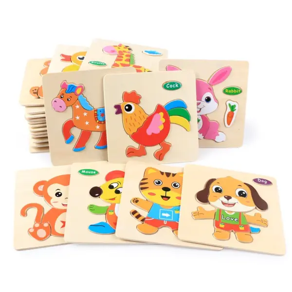 Baby Toys 3D Wooden Puzzle Jigsaw Toys for Children Cartoon Animal Puzzles Intelligence Kids Early Educational Brain Teaser Toys - Image 3