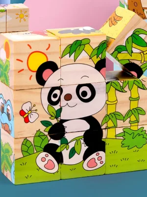 Wooden Blocks Six Side Cube Puzzle