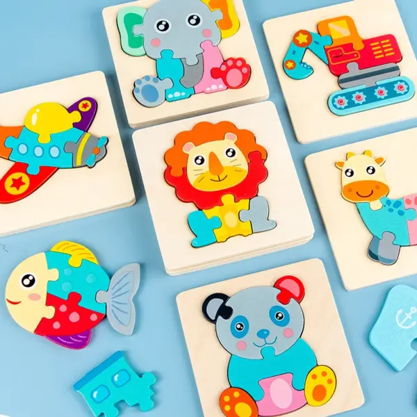 Baby Wooden Toys 3D Puzzle Cartoon Animal Intelligence Cognitive Jigsaw Wood Puzzle Early Educational Toys For Kids Gifts - Image 2