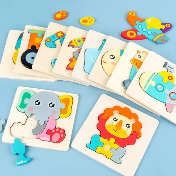 Baby Wooden Toys 3D Puzzle Cartoon Animal Intelligence Cognitive Jigsaw Wood Puzzle Early Educational Toys For Kids Gifts - Image 4