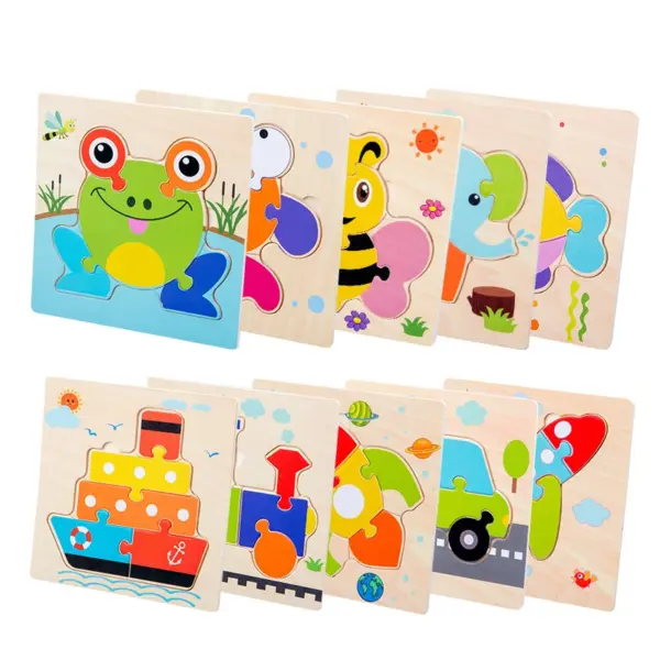 Baby Wooden Toys 3D Puzzle Cartoon Animal Intelligence  Jigsaw Puzzle Shape Matching Montessori Toys For Children Gifts - Image 3