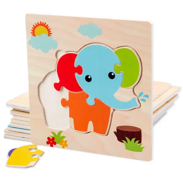 Baby Wooden Toys 3D Puzzle Cartoon Animal Intelligence  Jigsaw Puzzle Shape Matching Montessori Toys For Children Gifts - Image 5