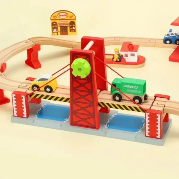 Kids Railway Toys Wooden Train Track All Kinds of Bridge Track Accessories fit for Biro Wood Tracks Toys for Children Gift - Image 2