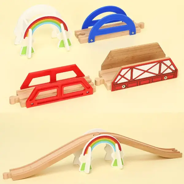 Kids Railway Toys Wooden Train Track All Kinds of Bridge Track Accessories fit for Biro Wood Tracks Toys for Children Gift - Image 3
