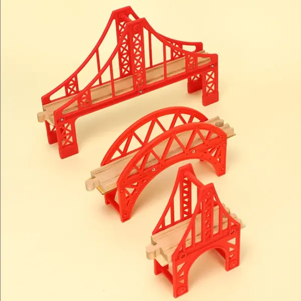 Kids Railway Toys Wooden Train Track All Kinds of Bridge Track Accessories fit for Biro Wood Tracks Toys for Children Gift - Image 4