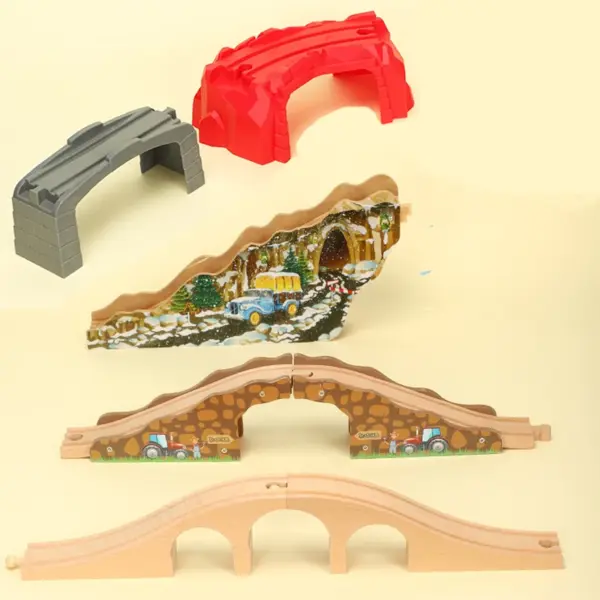 Kids Railway Toys Wooden Train Track All Kinds of Bridge Track Accessories fit for Biro Wood Tracks Toys for Children Gift - Image 5