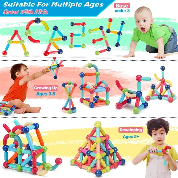 Magnetic Building Sticks Blocks Toy Stem Educational Construction 3D Puzzle Gift for Kids