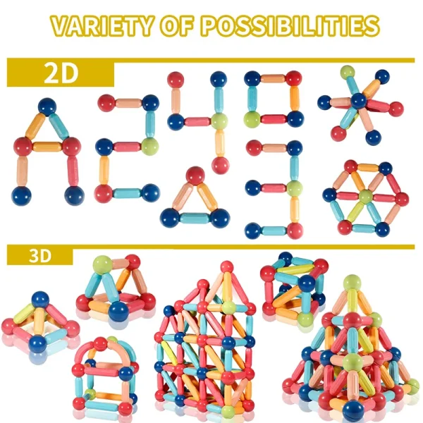 Magnetic Building Sticks Blocks Toy Stem Educational Construction 3D Puzzle Gift for Kids
