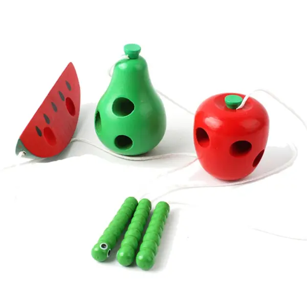 Montessori sensory wooden Toys Worm Eat Fruit pear cheese Early Learning Teaching Aid Baby Kids Educational Toy Gifts - Image 2