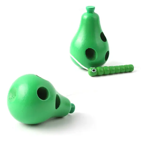 Montessori sensory wooden Toys Worm Eat Fruit pear cheese Early Learning Teaching Aid Baby Kids Educational Toy Gifts - Image 4