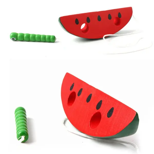 Montessori sensory wooden Toys Worm Eat Fruit pear cheese Early Learning Teaching Aid Baby Kids Educational Toy Gifts - Image 5