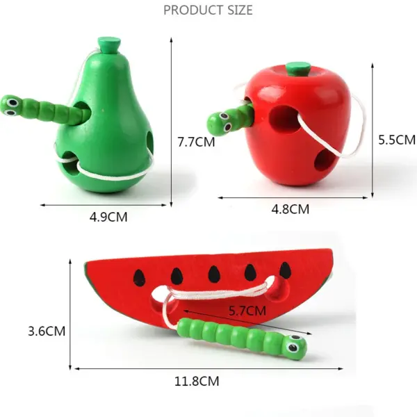 Montessori sensory wooden Toys Worm Eat Fruit pear cheese Early Learning Teaching Aid Baby Kids Educational Toy Gifts - Image 6