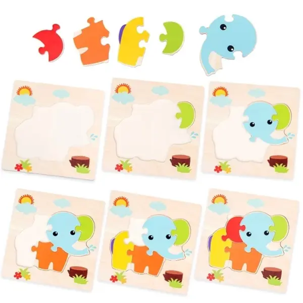 New 15x15cm Baby Montessori Toys 3D Wooden Puzzle Cartoon Animal Vehicle Jigsaw Puzzle Board Educational Toys For Children - Image 4