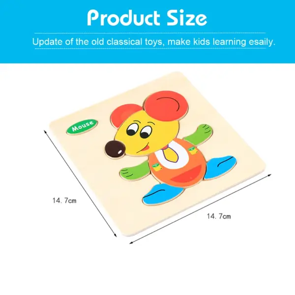 New 15x15cm Baby Montessori Toys 3D Wooden Puzzle Cartoon Animal Vehicle Jigsaw Puzzle Board Educational Toys For Children - Image 6
