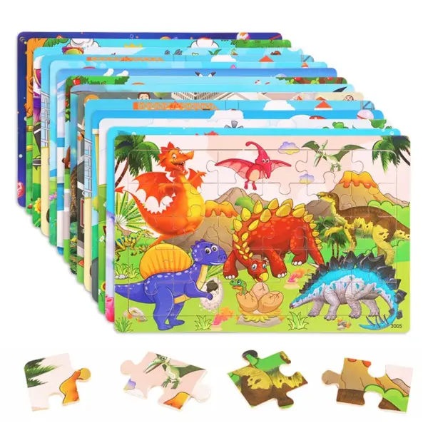 New 30 Pieces Wooden 3d Puzzles Cartoon Animal Jigsaw Puzzle Board Game Preschool Montessori Educational Toys For Children - Image 2