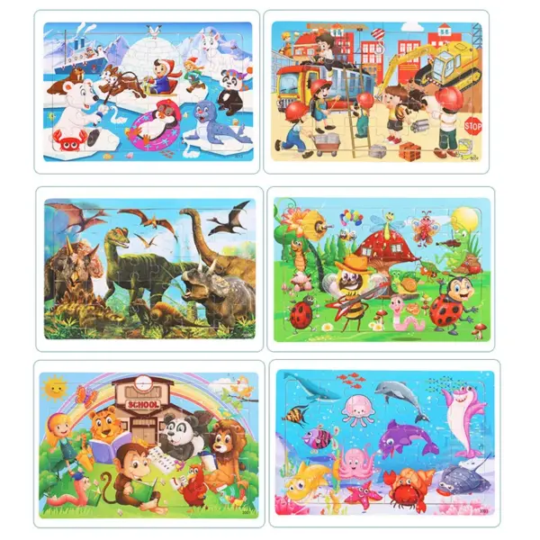 New 30 Pieces Wooden 3d Puzzles Cartoon Animal Jigsaw Puzzle Board Game Preschool Montessori Educational Toys For Children - Image 3