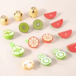 Simulation Kitchen Pretend Play Toy Magnetic Wooden Cutting Fruits Vegetables