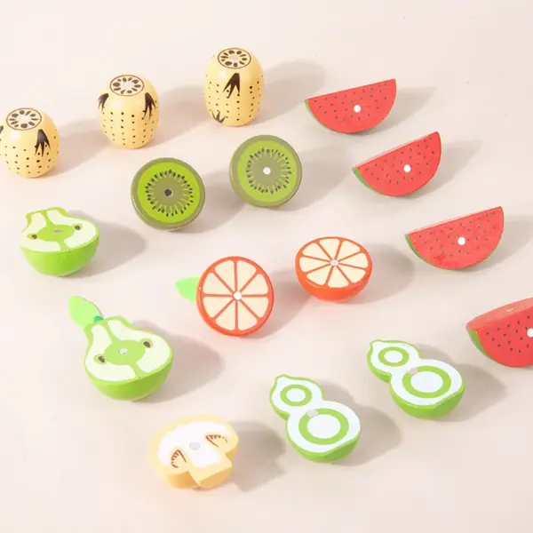 Simulation Kitchen Pretend Play Toy Magnetic Wooden Cutting Fruits Vegetables Classic Game Montessori Educational Toys For Kids - Image 3