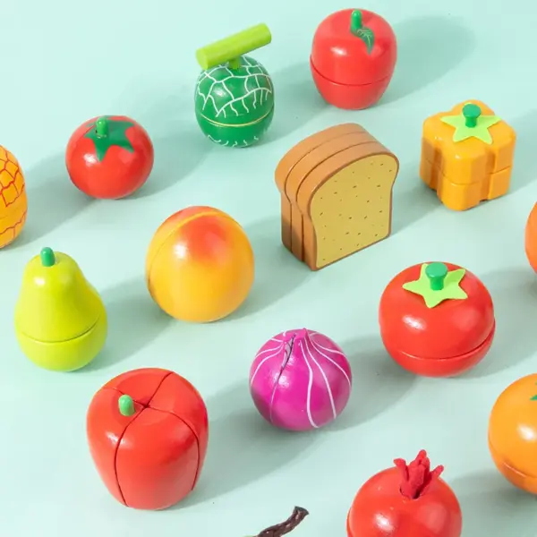 Simulation Kitchen Pretend Play Toy Magnetic Wooden Cutting Fruits Vegetables Classic Game Montessori Educational Toys For Kids - Image 4