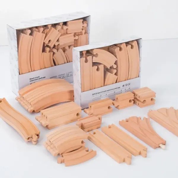 Wood Railway Track Set Expansion Package DIY Building Blocks Accessories Tracks Fit for Biro Wooden Tracks Kids Educational Toys - Image 3
