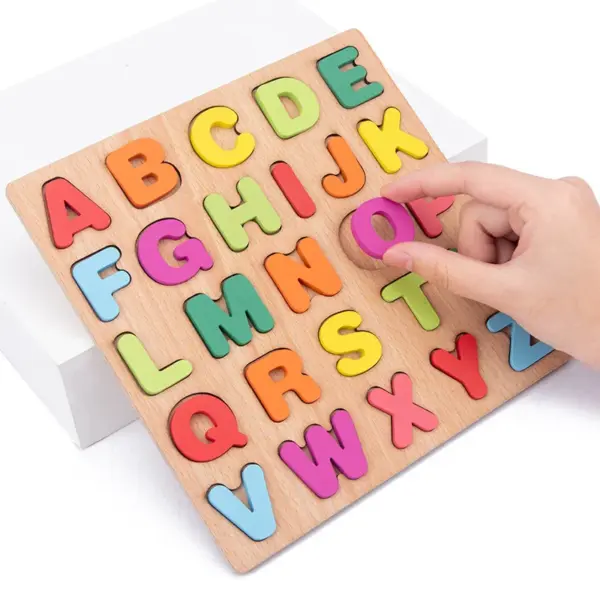 Wooden Puzzle Alphabet Number Shape Matching Board Baby Early Learning 3D Puzzle Preschool Educational Toys For Children - Image 2