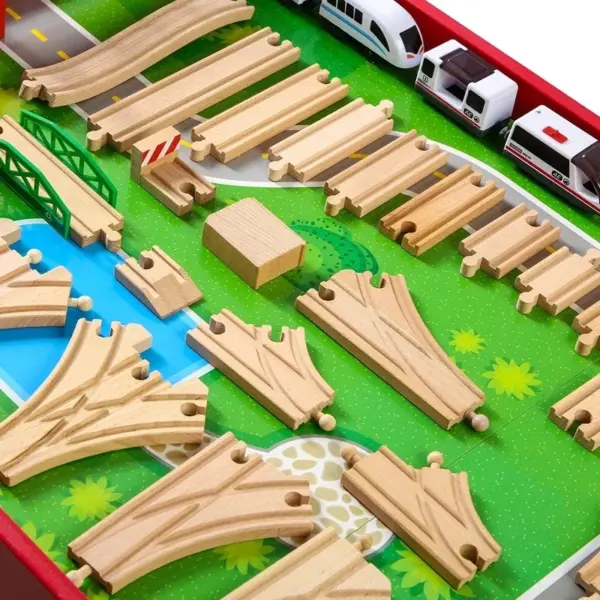 Wooden Railway Toys Beech Wooden Tracks Set Circular Orbit Assemble Accessories Fit For All Brand Train Track Toys For Kids Gift - Image 2