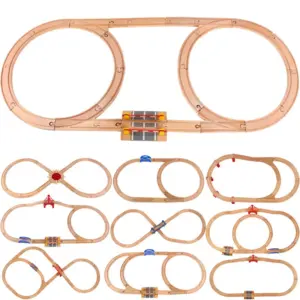 Wooden Railway Toys Beech Wooden Tracks Set Circular Orbit Assemble Accessories Fit For All Brand Train Track Toys For Kids Gift