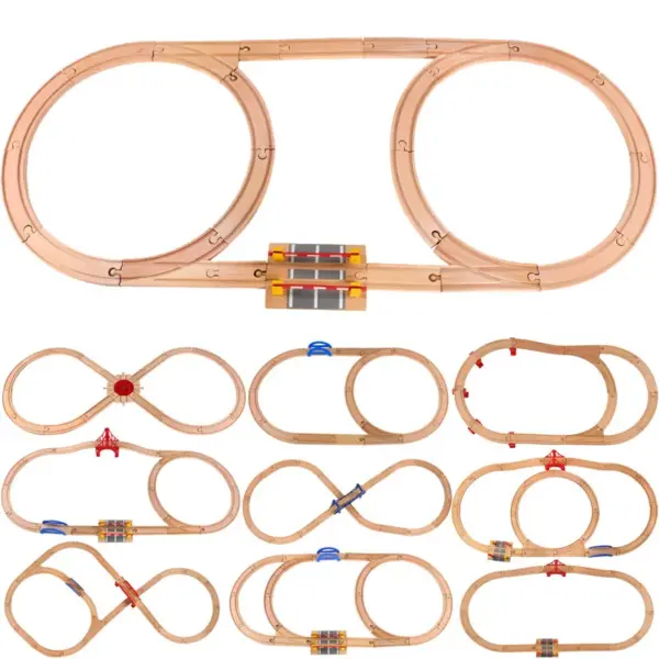 Wooden Railway Toys Beech Wooden Tracks Set Circular Orbit Assemble Accessories Fit For All Brand Train Track Toys For Kids Gift