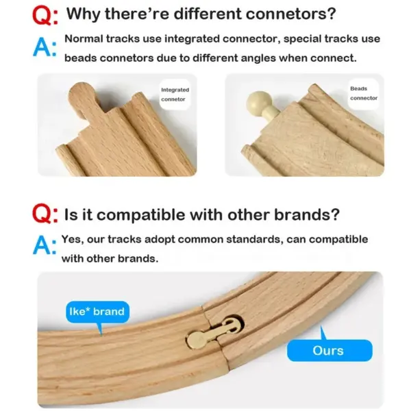 Wooden Track Accessories Beech Wood Railway Train Track Bridge Station Parts fit For All Brands Wooden Tracks Toys For Kids - Image 3